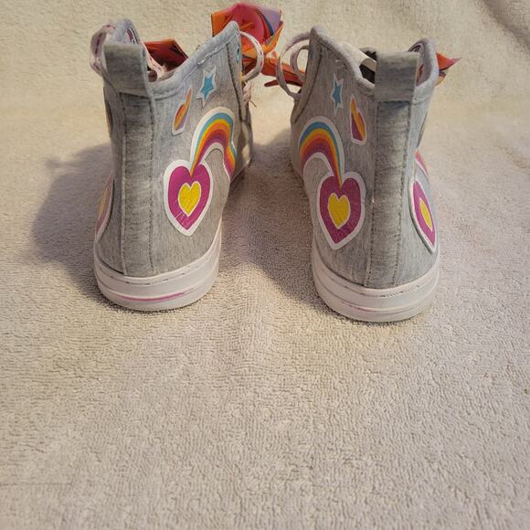 Jojo Siwa Grey Rainbow Ribbon Shoes High Top Sneakers Shoes Youth Size 4 - Picture 4 of 8